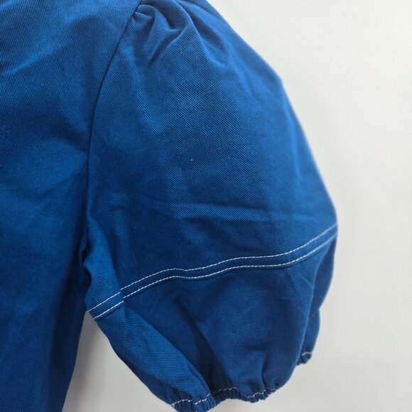 Moon River Blue Heavy Denim Corset Style Puff Sleeve Renaissance Maxi Dress M - Picture 6 of 13